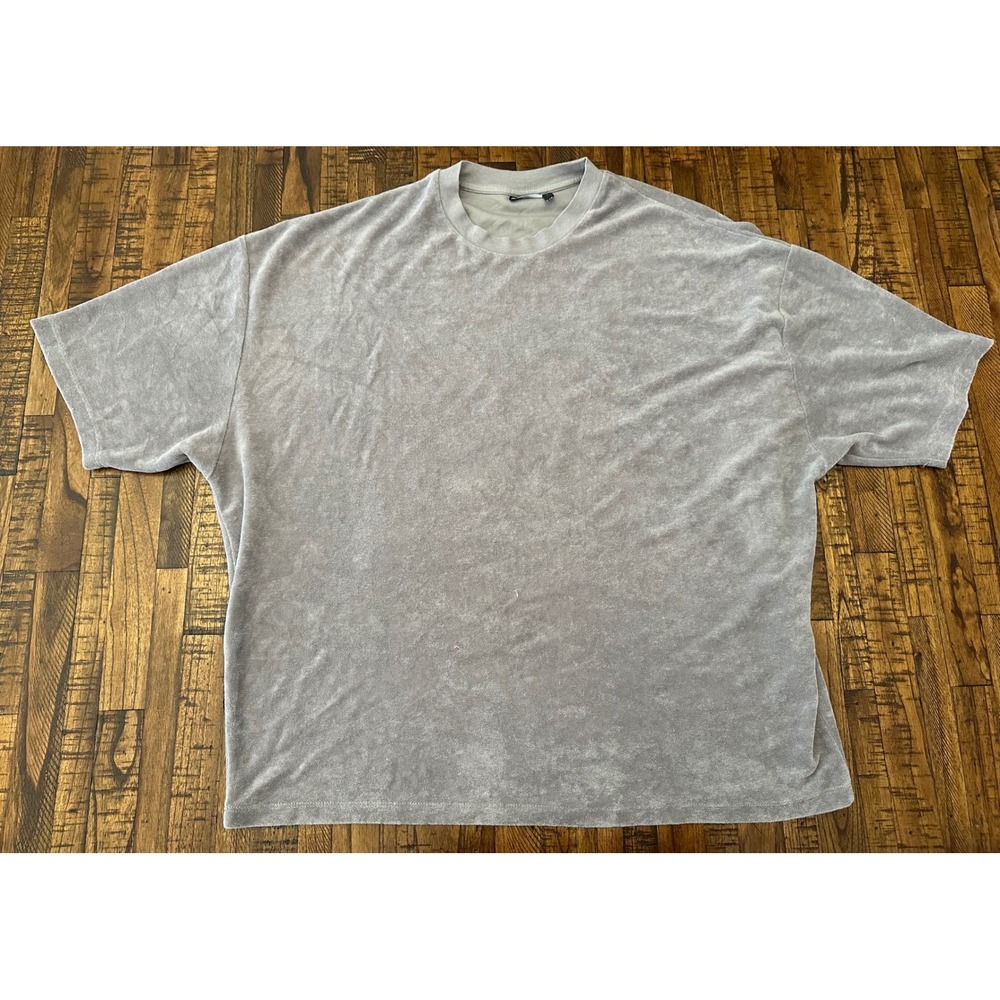 ASOS DESIGN Oversized Velour T-Shirt Grey Soft‎ Plush Luxe Essential Large L